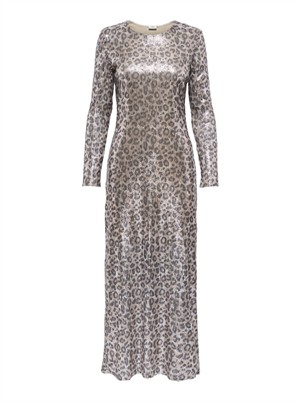 JDYLeona Sequin Lang Kjole - Brown Rice/Leopard